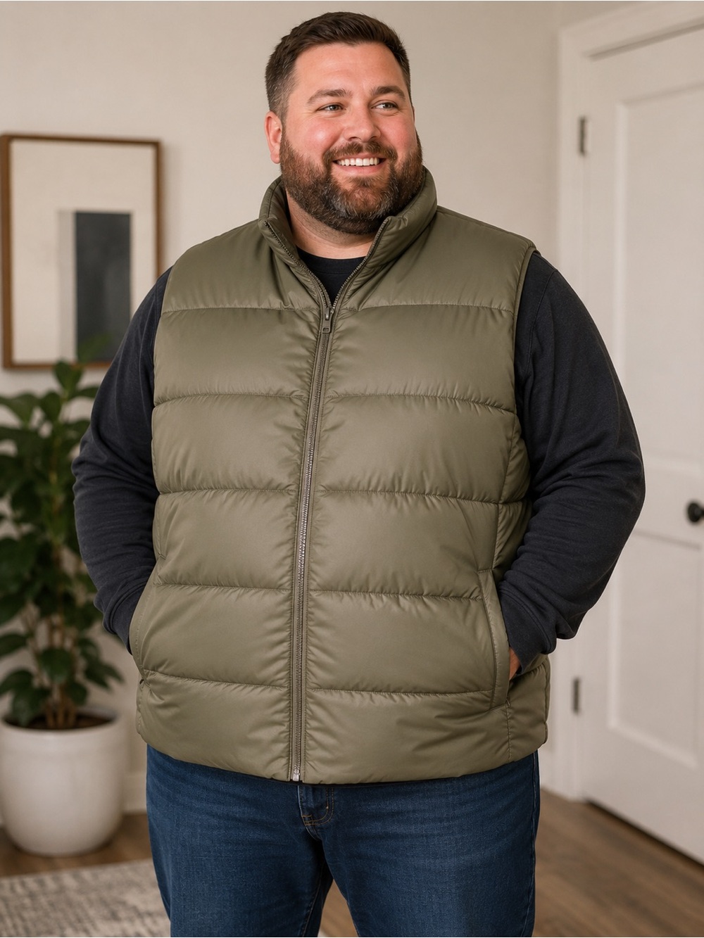 tentree Men's PrimaLoft Insulated Puffer Vest Olive Green Waterproof 2XL NWT